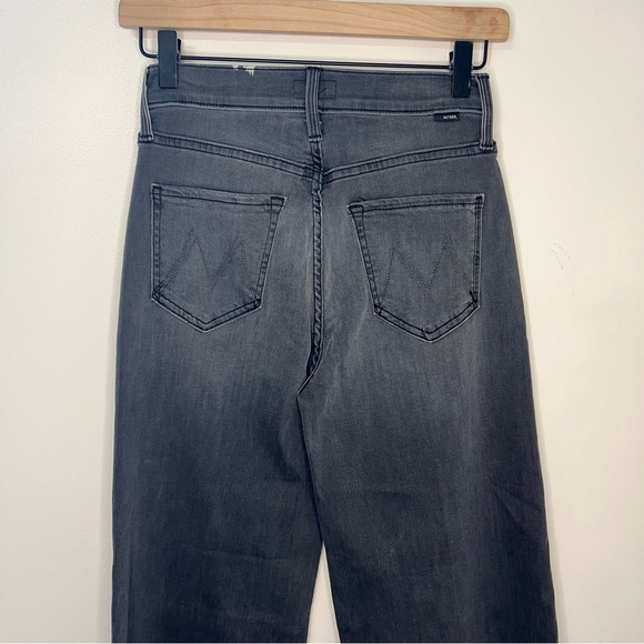 MOTHER Black Jeans The Tomcat Roller Fray Women's Size 25 Dark Flare Wide Leg - Picture 5 of 10